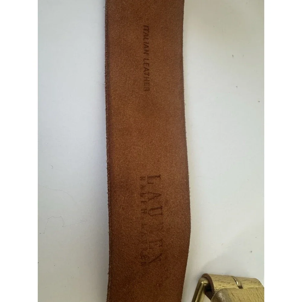 Lauren Ralph Lauren Gold Leather Belt Embossed Wide Waist Belt Women’s